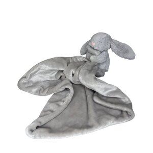 Jellycat Bashful Silver Gray Bunny Lovey Plush Security Blanket 13" Soft & Cuddl